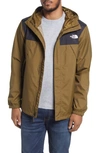 The North Face Antora Dryvent Waterproof Hooded Jacket In Khaki/black