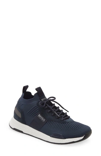 Hugo Boss Titanium Sneaker In Deep Blue