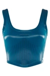 Mugler Shell-panelled Logo-embossed Stretch-woven Top In 6059 Teal