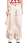 Collina Strada Garden Oversize Cotton Cargo Pants In Rose