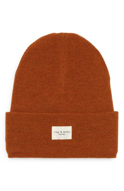 Rag & Bone Icons Addison Wool Blend Beanie In Orange