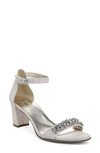 Naturalizer Leather Ankle Strap Sandal In Silver Metallic Leather