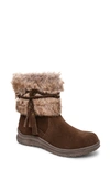 Minnetonka Everett Water Resistant Faux Fur Boot In Chocolate