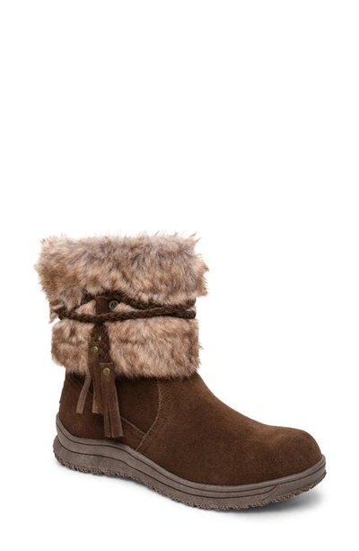 Minnetonka Everett Water Resistant Faux Fur Boot In Chocolate