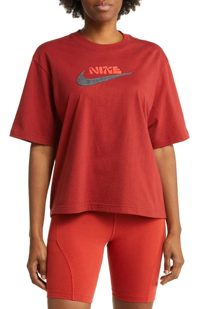 Nike Sportswear Boxy Swoosh Logo T-shirt In Red