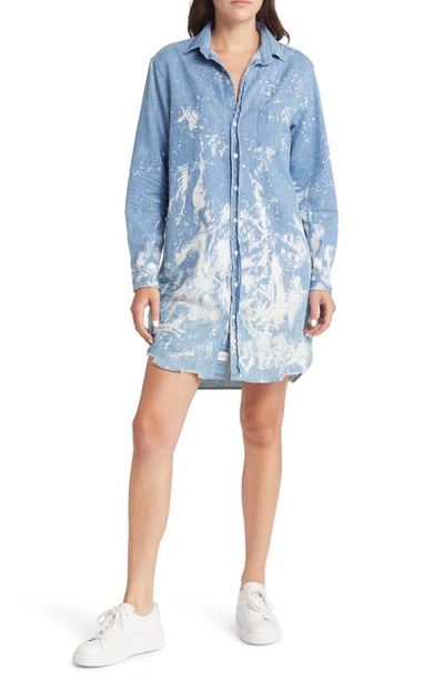 Frank & Eileen Mary Splatter Long Sleeve Cotton Denim Shirtdress In Splatter Paint Denim