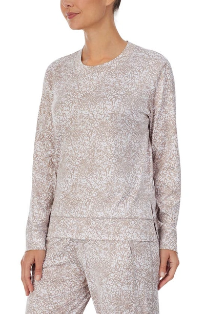 Z Well Crewneck Pajama Top In Oatmeal Print
