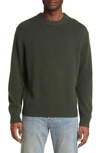 Frame Cashmere Crewneck Sweater In Military Green