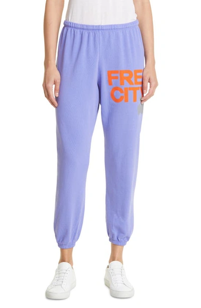 Freecity Large Logo Sweatpants In Purple Juice