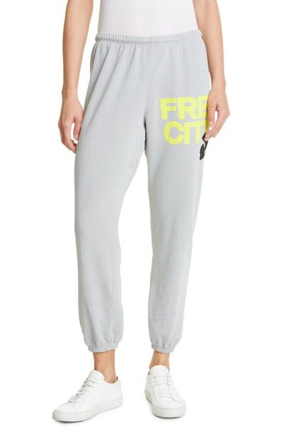 Freecity Large Logo Sweatpants In Silver Rock