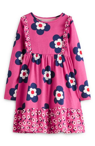 Mini Boden Kids' Print Tiered Cotton Dress In Formica Pink Daisy