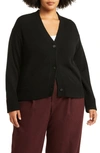 Vince Wool-cashmere Boxy V-neck Cardigan In Black