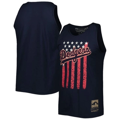 Mitchell & Ness Men's  Navy Los Angeles Dodgers Cooperstown Collection Stars And Stripes Tank Top