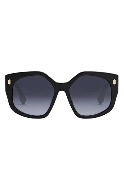Fendi Gradient Blue Geometric Ladies Sunglasses Fe40017f 01w 56 In Grey