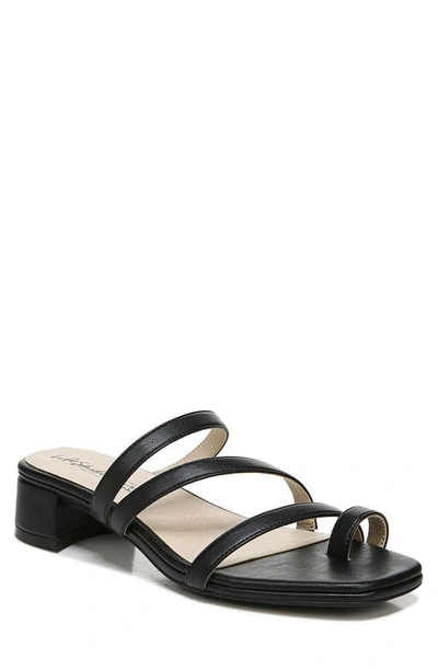 Lifestride Jasmine Strappy Sandal In Black Faux Leather