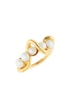 MISSOMA MOLTEN BAROQUE FRESHWATER PEARL TWISTED STACKING RING