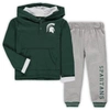 COLOSSEUM TODDLER COLOSSEUM GREEN/HEATHERED GRAY MICHIGAN STATE SPARTANS POPPIES HOODIE AND SWEATPANTS SET