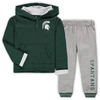 Colosseum Toddler Boys  Green And Heathered Gray Michigan State Spartans Poppies Hoodie And Sweatpant In Green