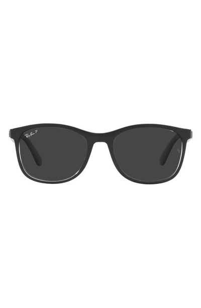 Ray Ban 56mm Polarized Square Sunglasses In Transparent Black