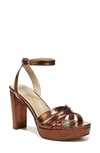 Naturalizer Mallory Ankle Strap Sandals Women's Shoes In Copper Metallic Snake Embossed Leather