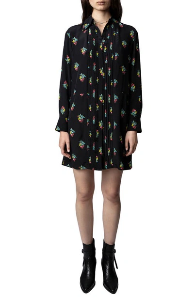 Zadig & Voltaire Floral-print Shirt Dress In Noir