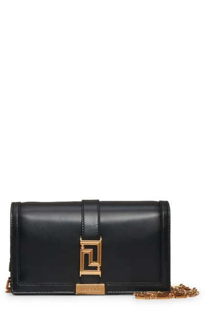 Versace Greca Goddess Leather Clutch In Black  