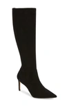 Stuart Weitzman Stuart 85 Knee High Pointed Toe Zip Boot In Black