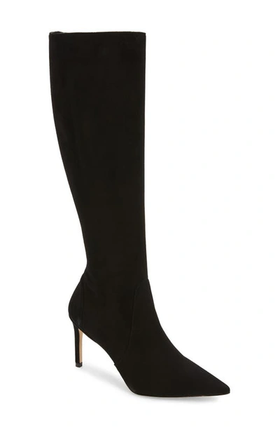 Stuart Weitzman Stuart 85 Knee High Pointed Toe Zip Boot In Black