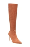 Stuart Weitzman Stuart 85 Knee High Pointed Toe Zip Boot In Cappuccino