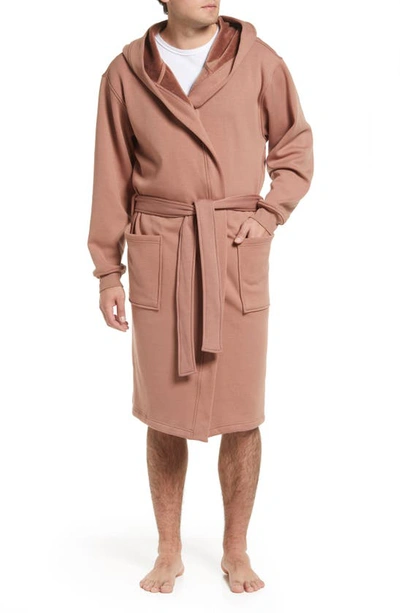 Ugg Leeland Cotton Blend Hooded Robe In Dark Chesnut