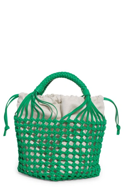 Bottega Veneta Intrecciato Macramé Leather Top Handle Bag In Green