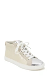 Kenneth Cole Kam Leather-trim High-top Sneaker In Off White/silver