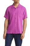 Tommy Bahama Tropic Isle Short Sleeve Button-up Silk Camp Shirt In Purple Clover
