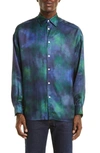 Ahluwalia Watercolor Long Sleeve Button-up Shirt In Midnight