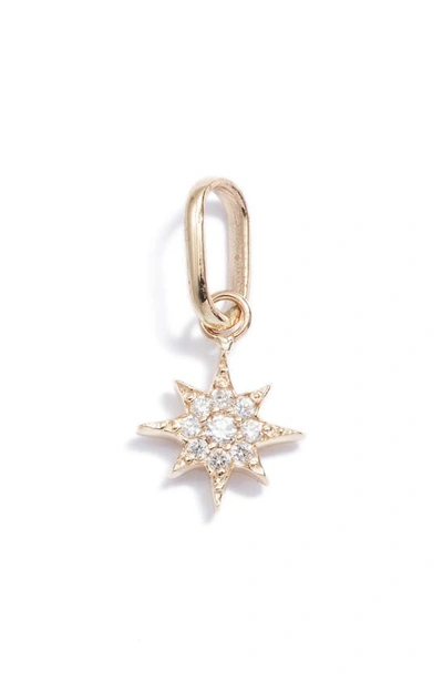 Anzie North Star Pendant Charm In Gold/ Diamond