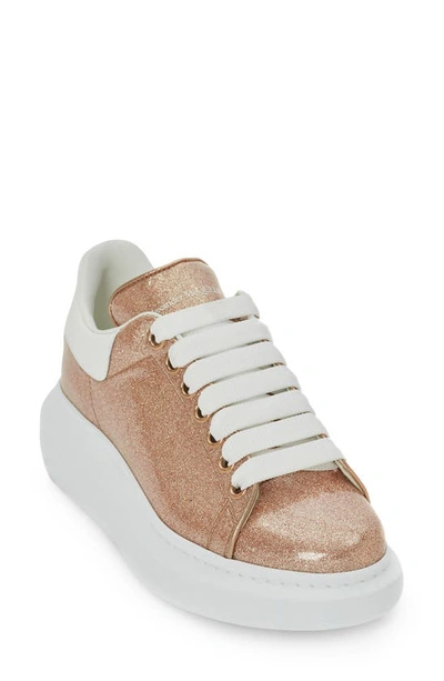 Rose Gold Glitter Alexander Mcqueen White And Gold Sneakers