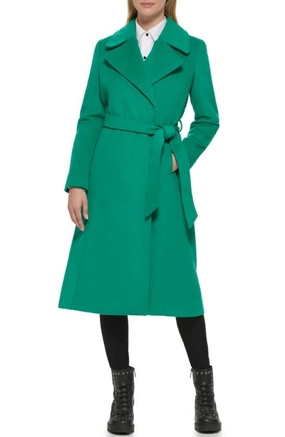 Karl Lagerfeld Wool Blend Wrap Coat In Spearmint