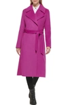 Karl Lagerfeld Wool Blend Wrap Coat In Berry