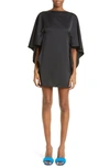Attico Sharon Cutout Draped Satin Minidress In Black