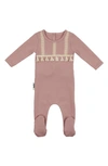 Maniere Crochet Tassel Stretch Cotton Footie In Mauve
