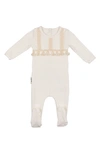 Maniere Crochet Tassel Stretch Cotton Footie In Ivory