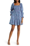 Lilly Pulitzer Beyonca Spot Print Smocked Cotton Babydoll Dress In Seabreeze Blue Low Tide Navy Spotted In The Wild