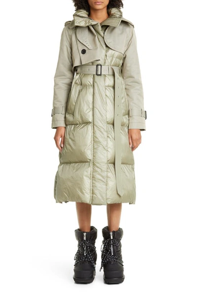 Sacai Double-breasted Padded Cotton-blend Coat In Green