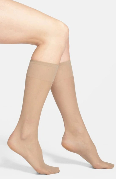 Nordstrom 3-pack Sheer Knee Highs In Soft Taupe