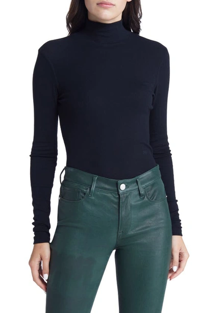 Frame High-neck Silk-blend Sweater In Black