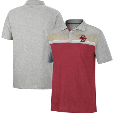 Colosseum Men's  Maroon, Heathered Gray Boston College Eagles Caddie Polo Shirt