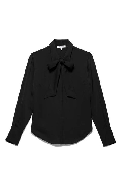 Frame Bow Tie Silk Blouse In Noir