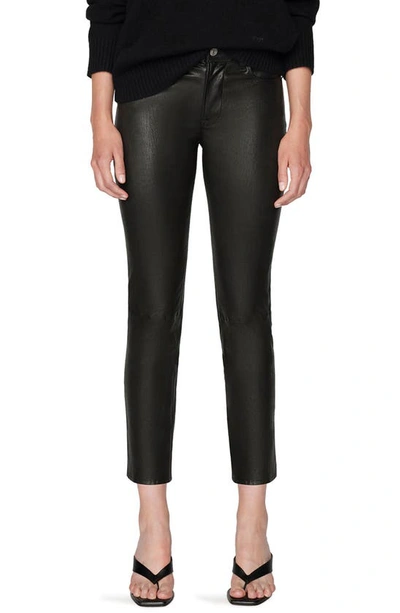 Frame Le High Straight Cropped Slim Straight Leather Pants In Black