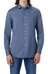 Bugatchi Men's Diamond-print Performance Knit Sport Shirt In Midnight
