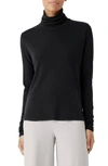 Eileen Fisher Lightweight Knit Turtleneck Top In Black